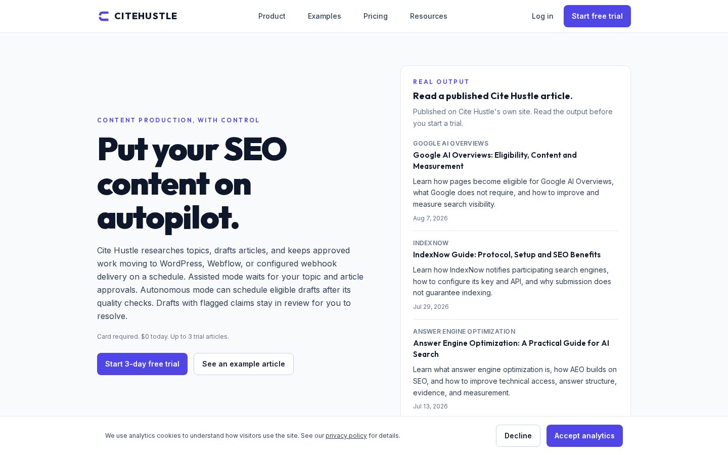 Cite Hustle Homepage