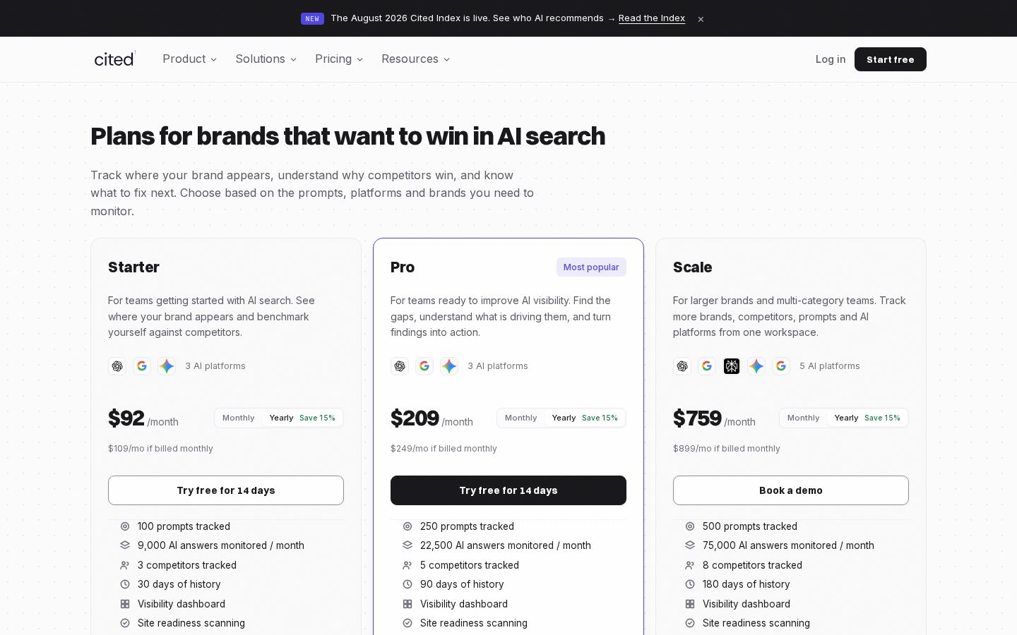Cited Pricing