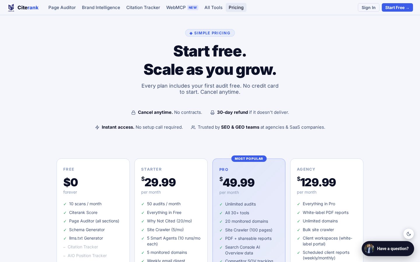 CiteRank Pricing