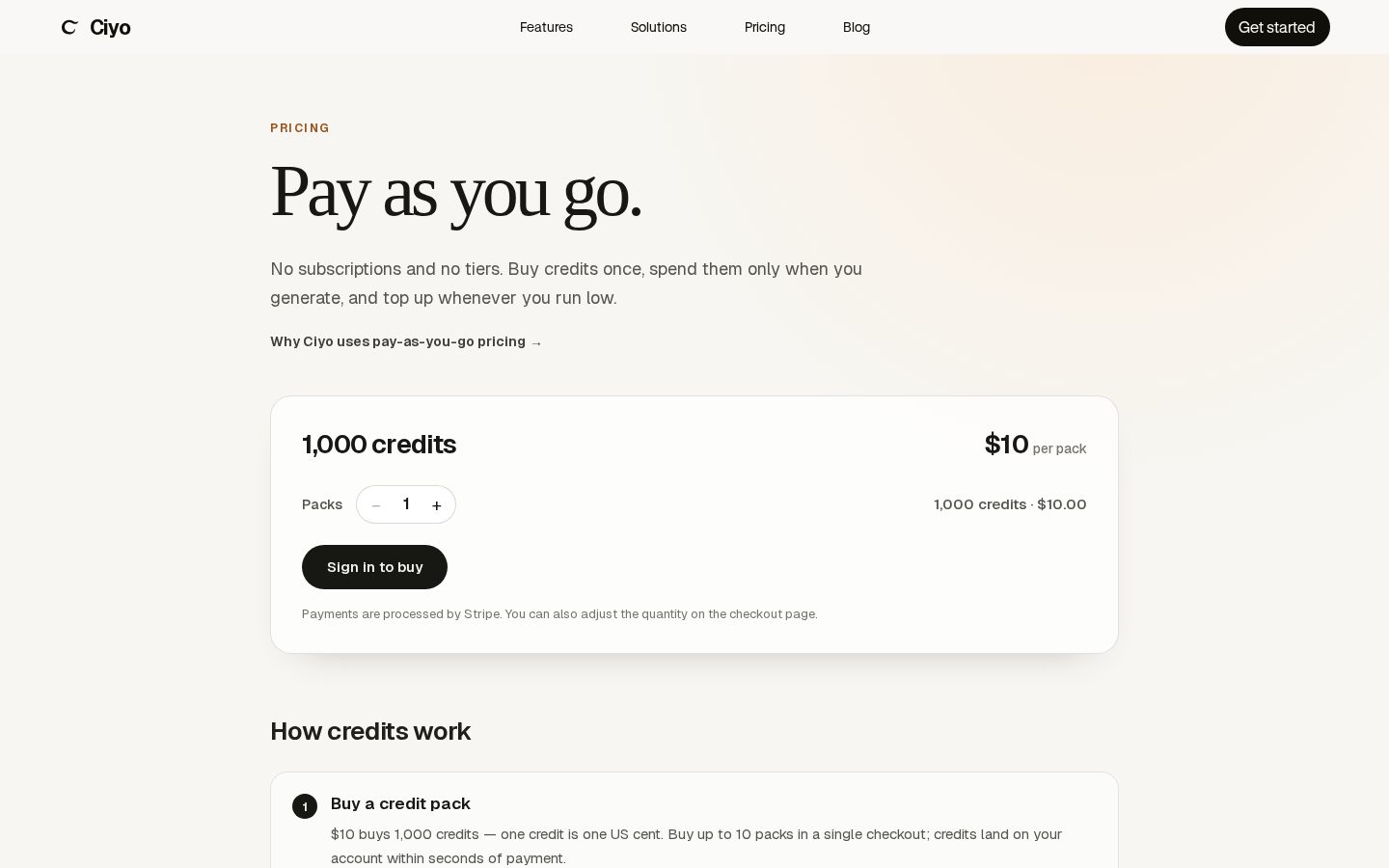 Ciyo Pricing