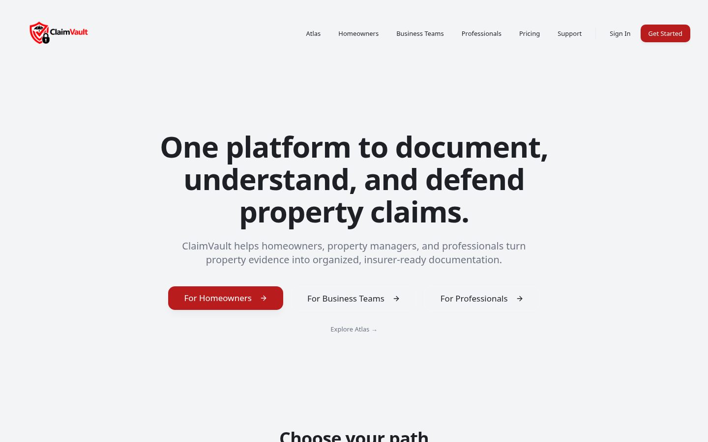 ClaimVault Homepage