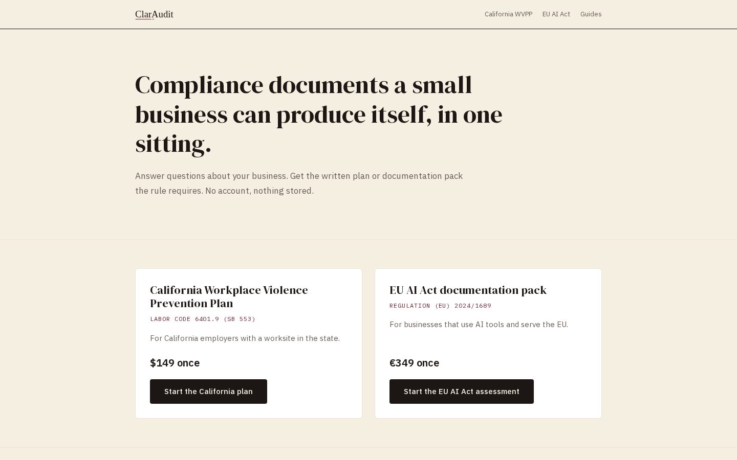 ClarAudit Homepage