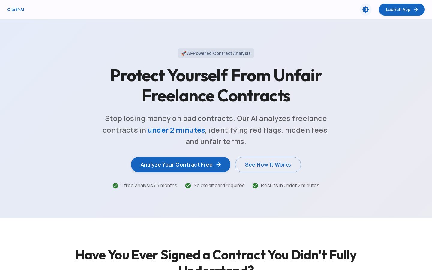 Clarif-AI Contract Analyzer Homepage
