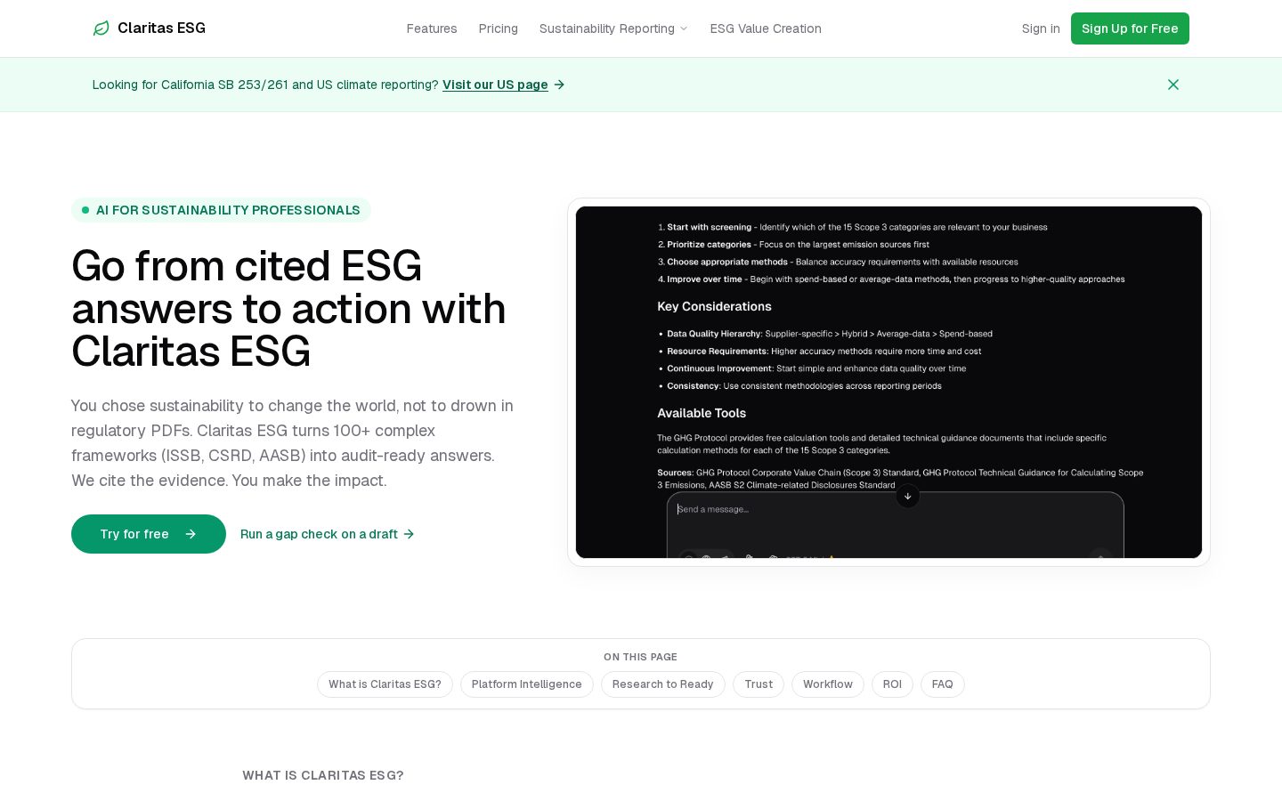 Claritas ESG Homepage
