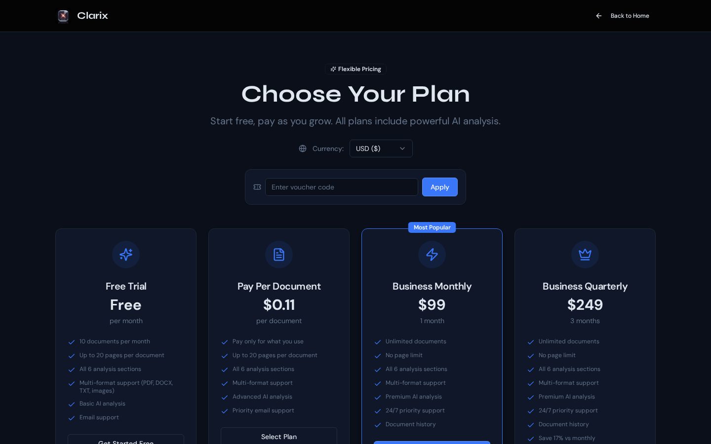 Clarix Pricing