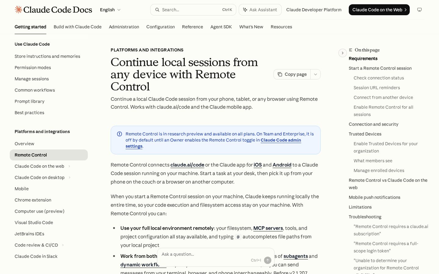 Claude Code Remote Control Homepage