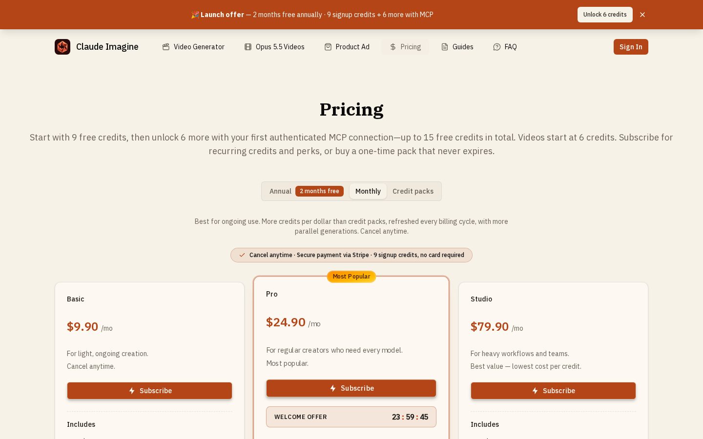 Claude Imagine Pricing
