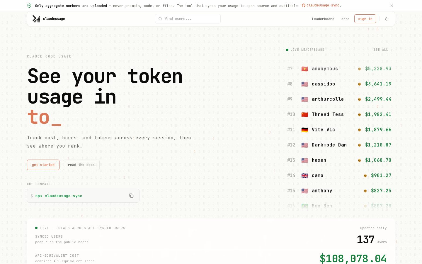 Claude Usage Homepage