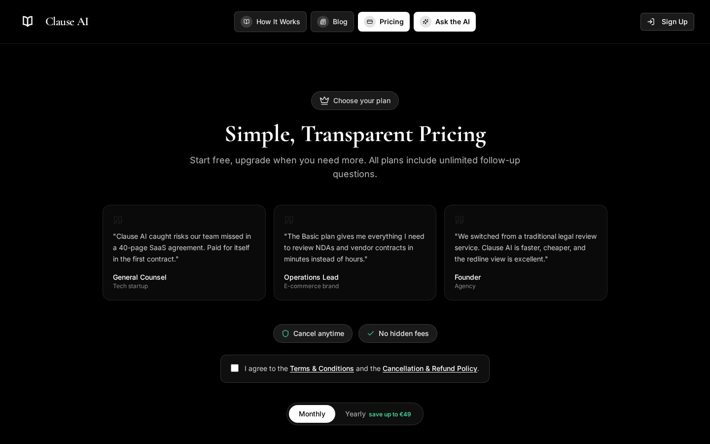 Clause AI Pricing