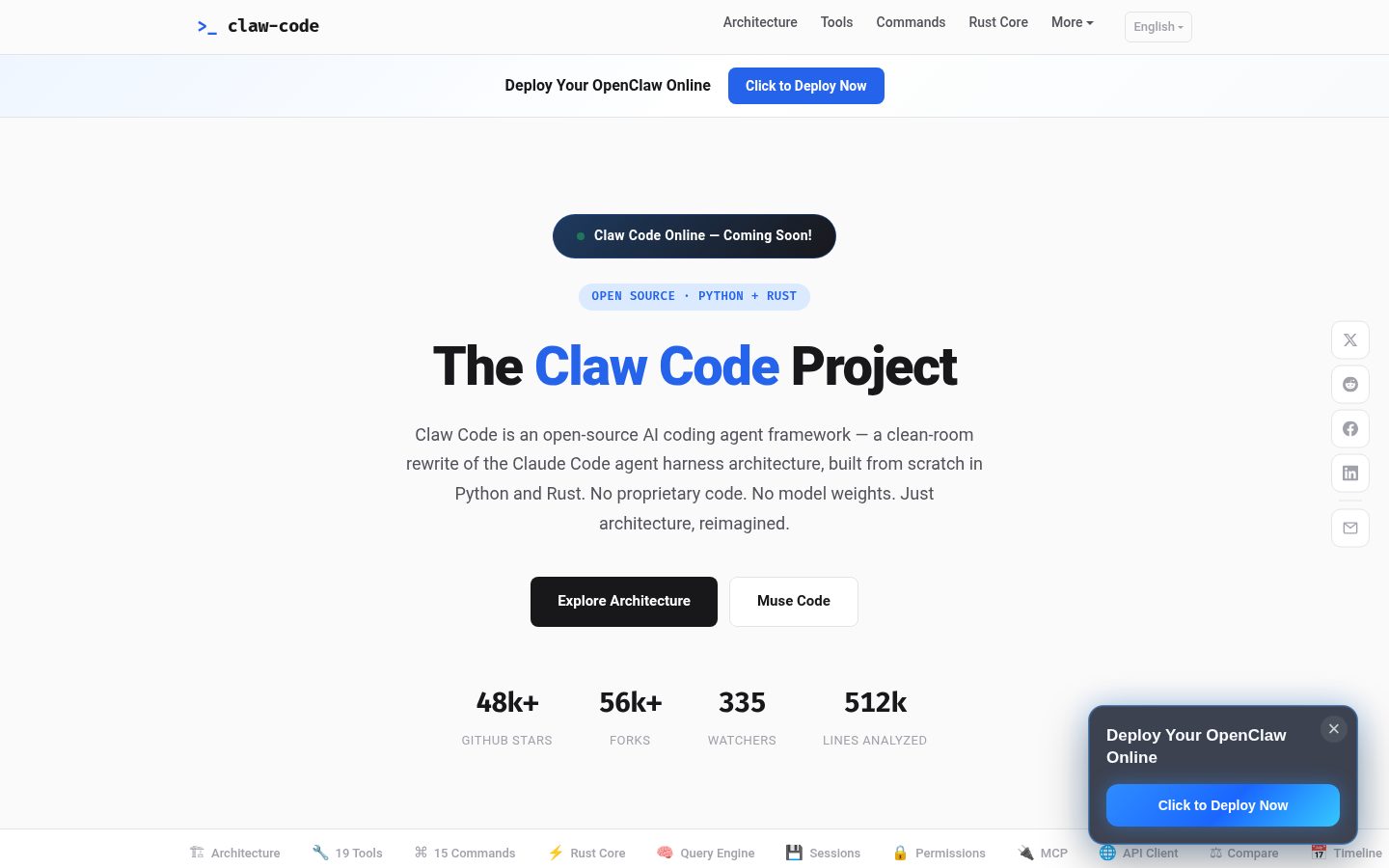 Claw Code AI Homepage