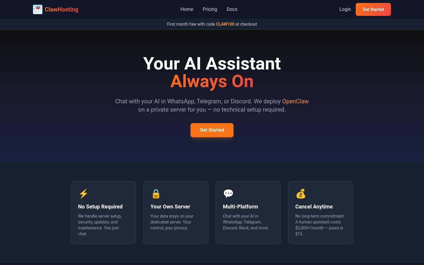 Claw Hosting Homepage