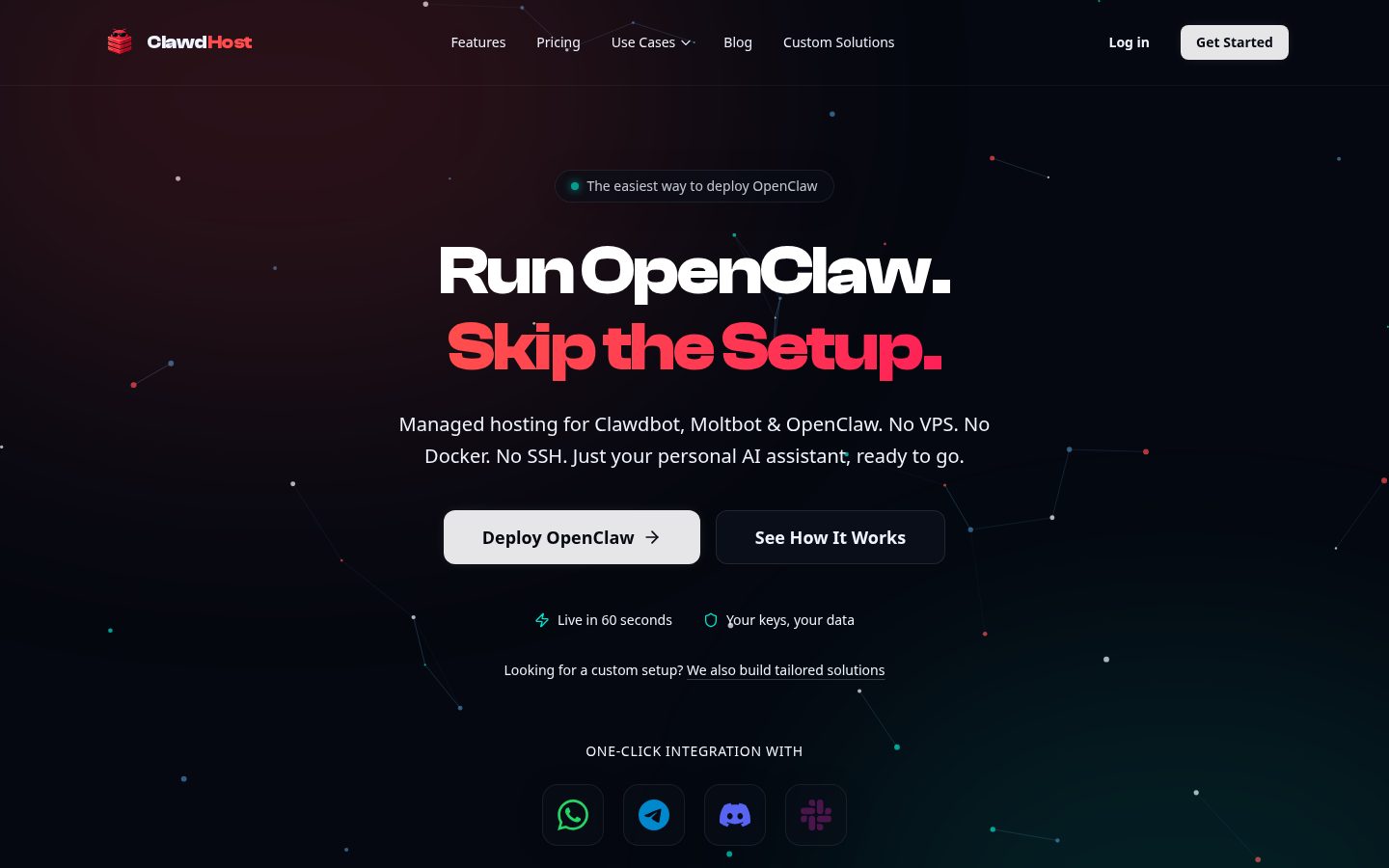 ClawdHost Homepage