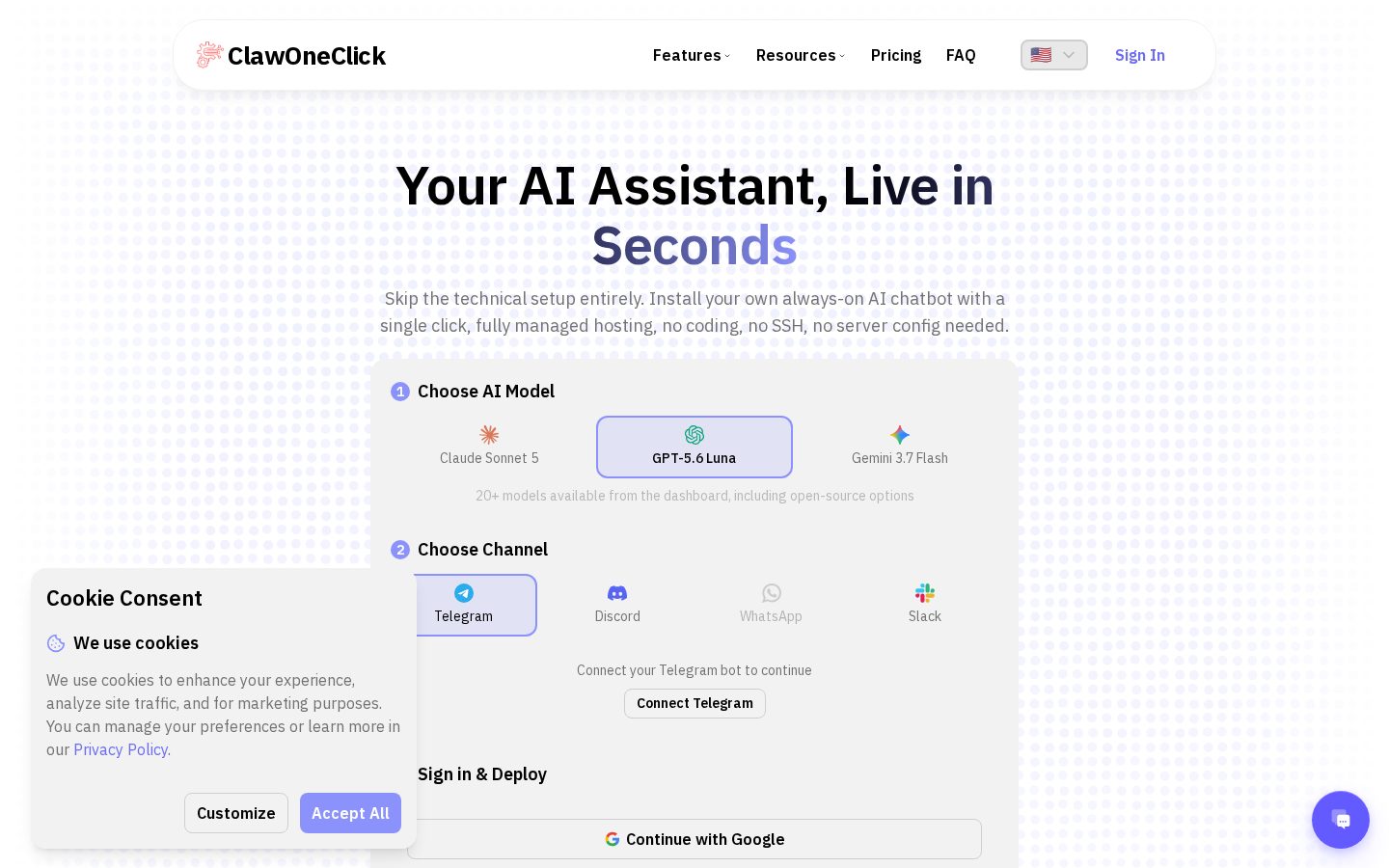 ClawOneClick Homepage