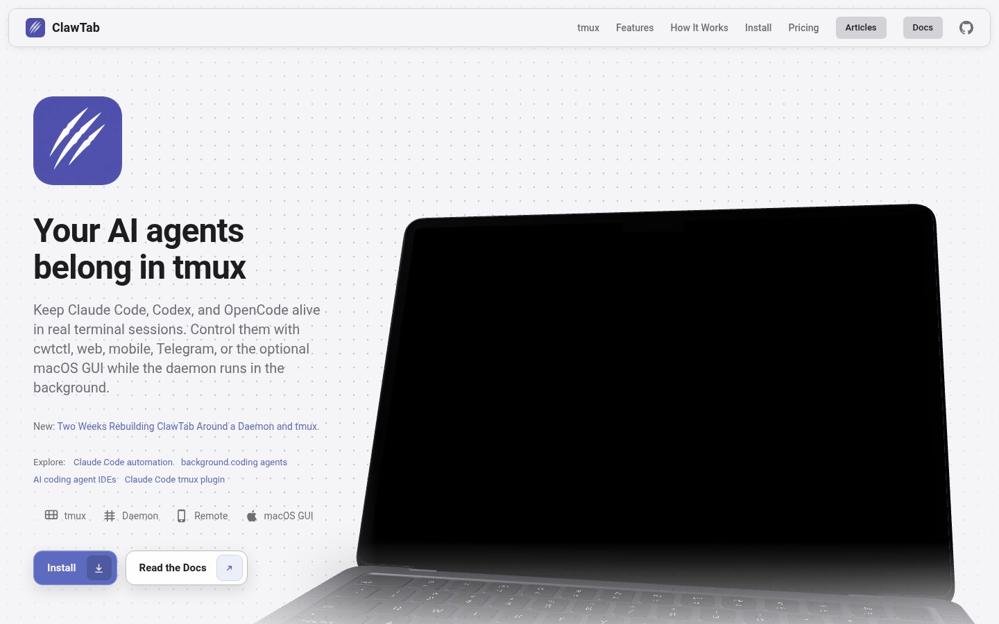 ClawTab Homepage