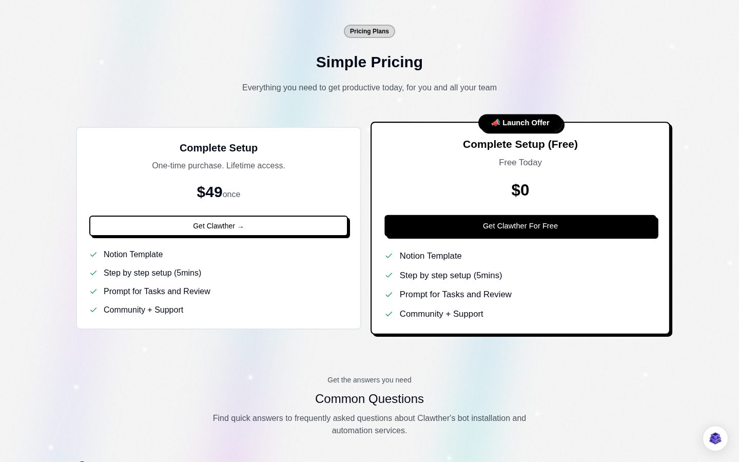 Clawther Pricing