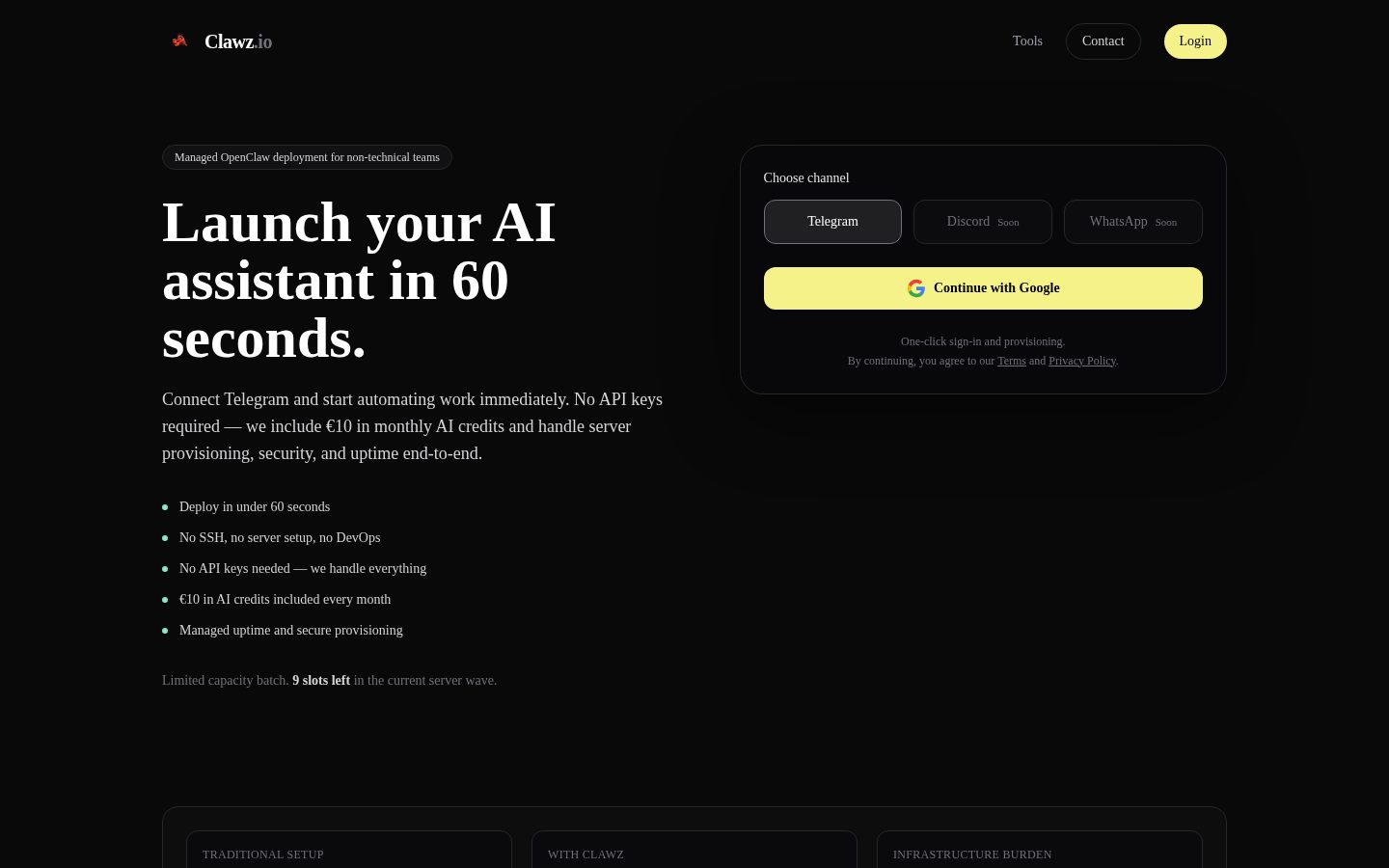 Clawz.io Homepage
