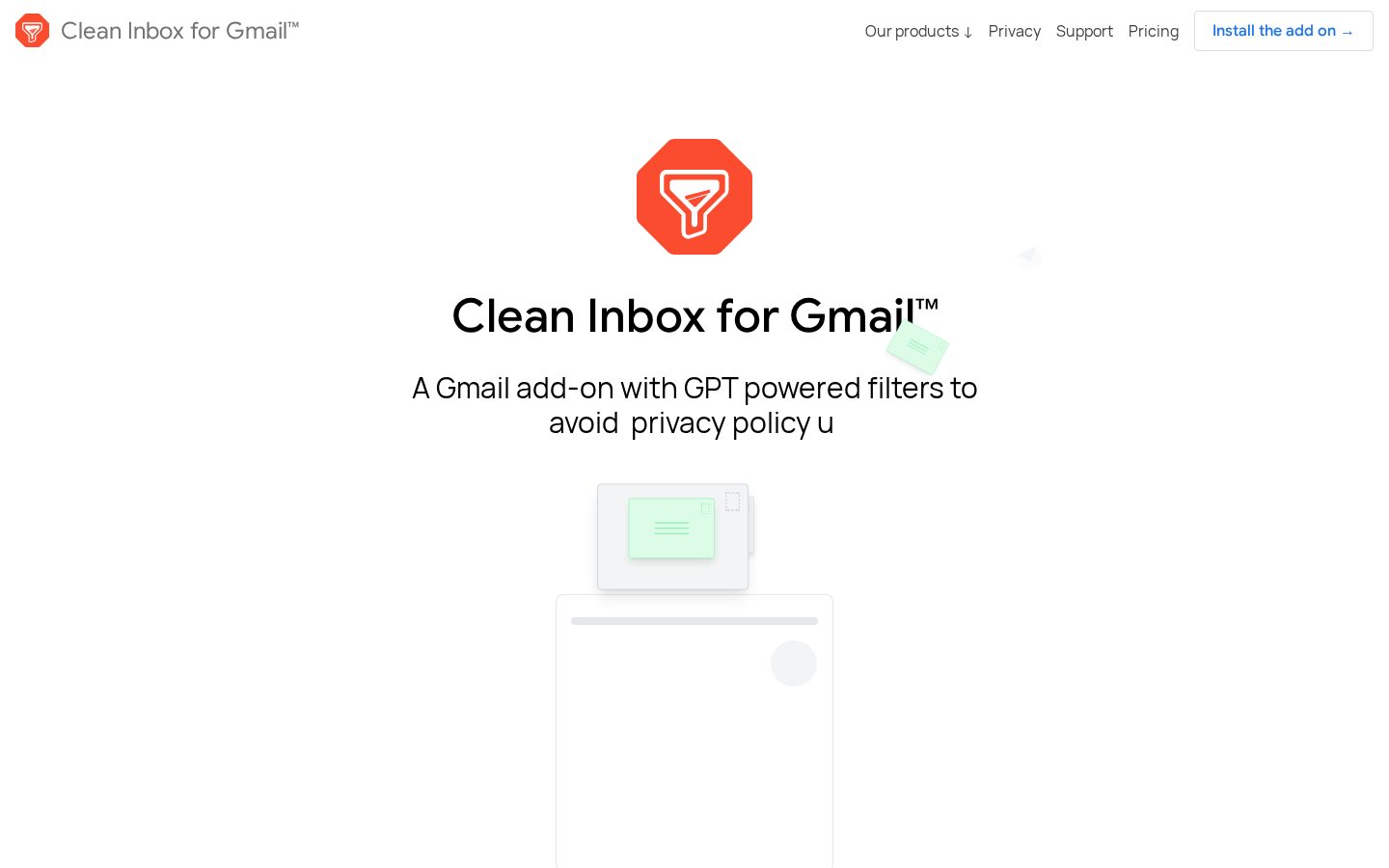 Clean Inbox for Gmail Homepage