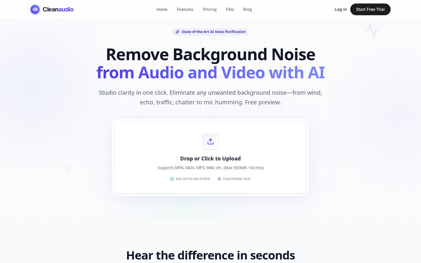 CleanAudio AI Homepage