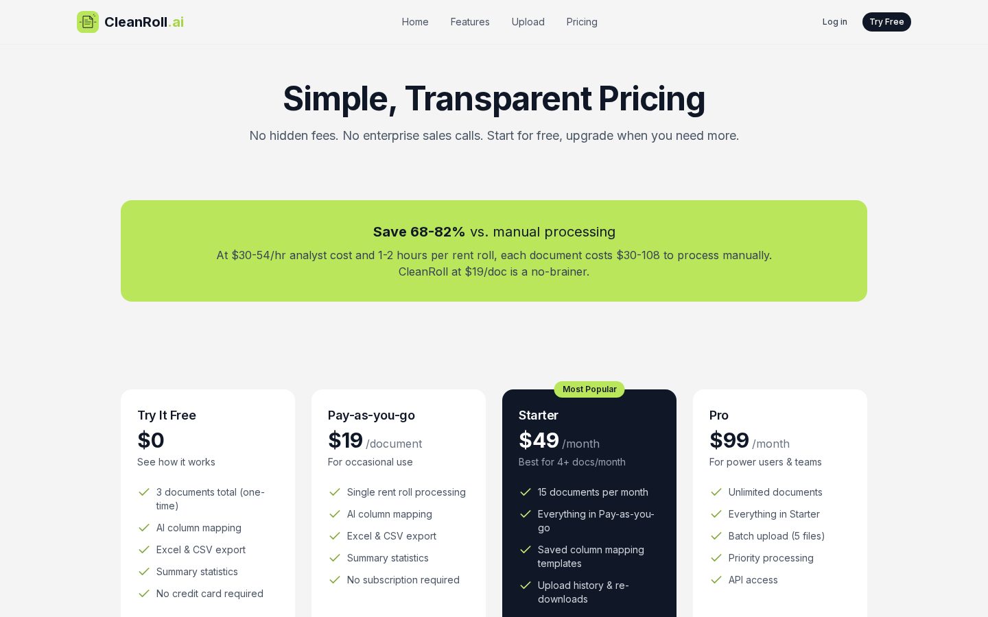 CleanRoll AI Pricing