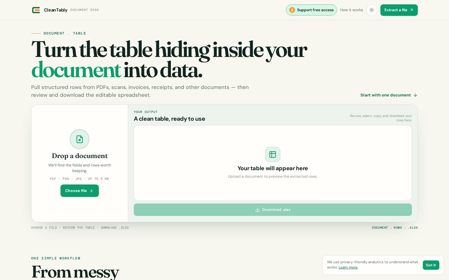 CleanTably Homepage