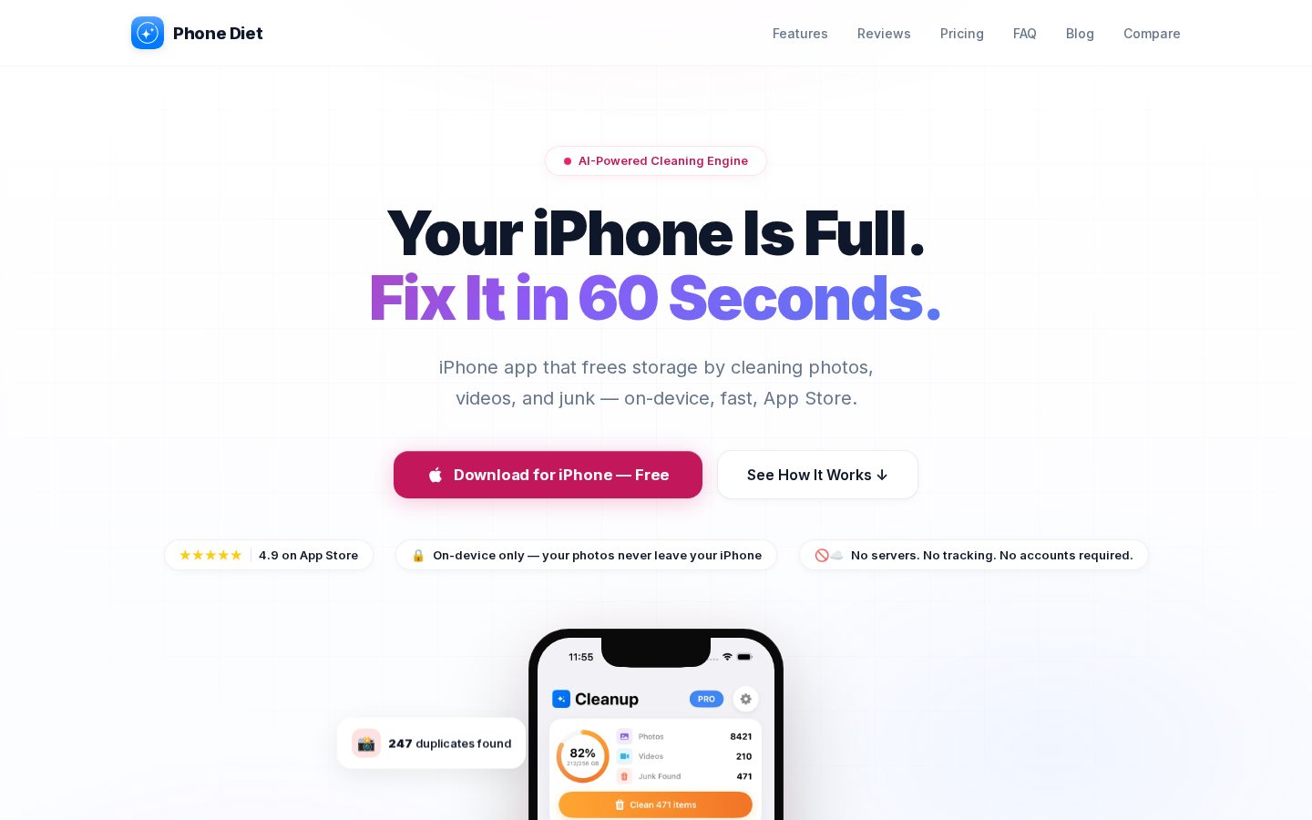Cleanup My Phone Homepage