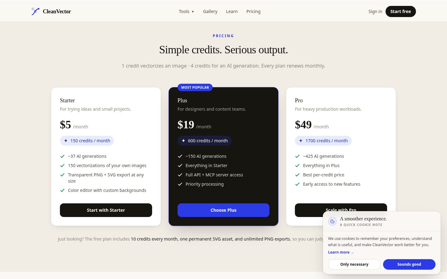 CleanVector Pricing