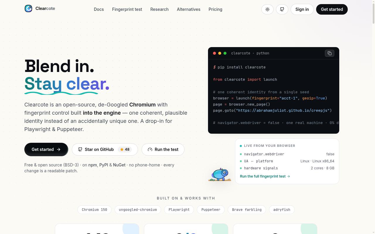 Clearcote Homepage