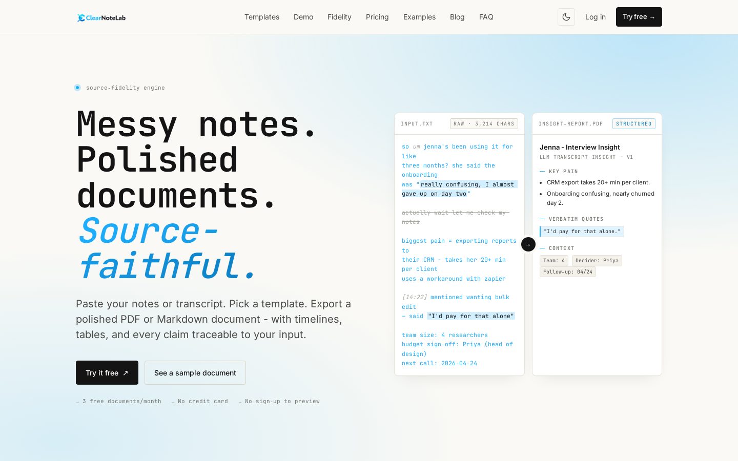 ClearNoteLab Homepage