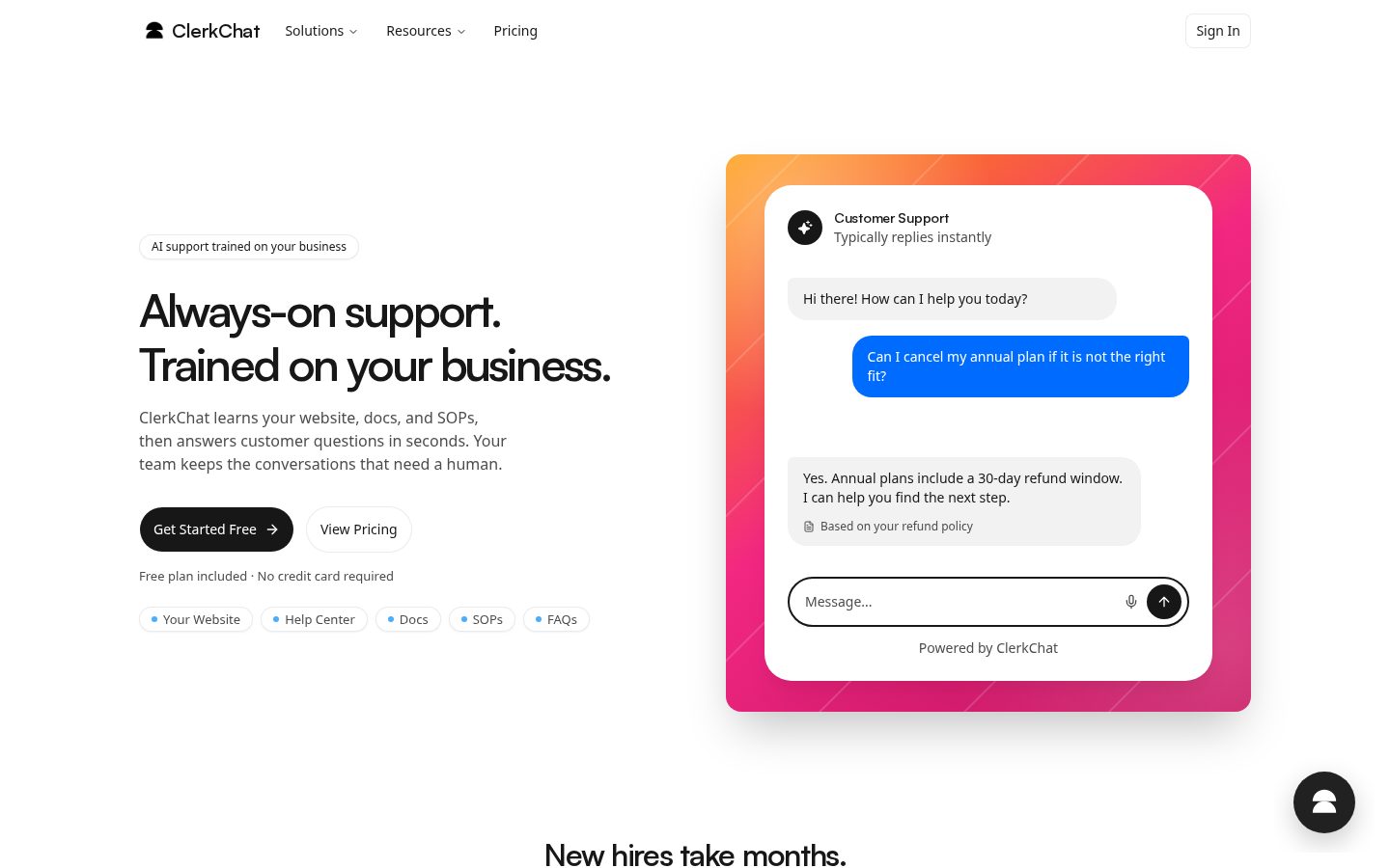 Clerk Chat Homepage