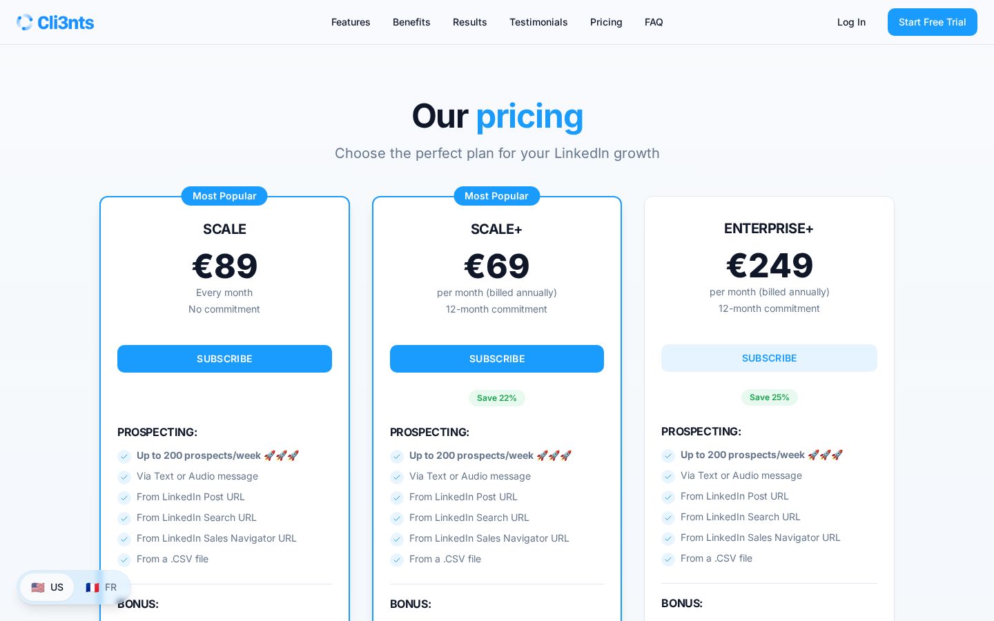Cli3nts Pricing
