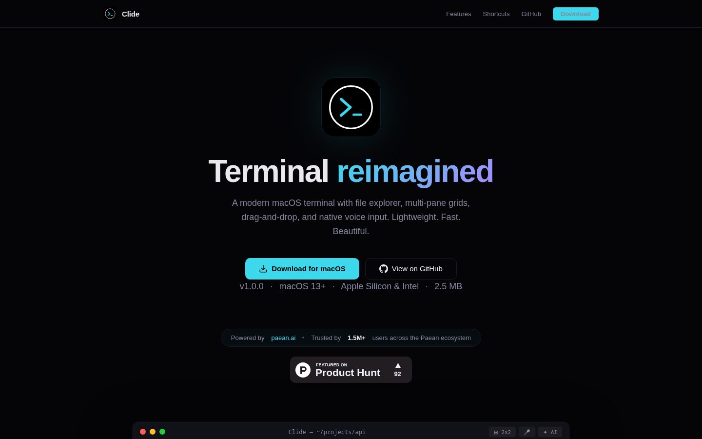 Clide Homepage