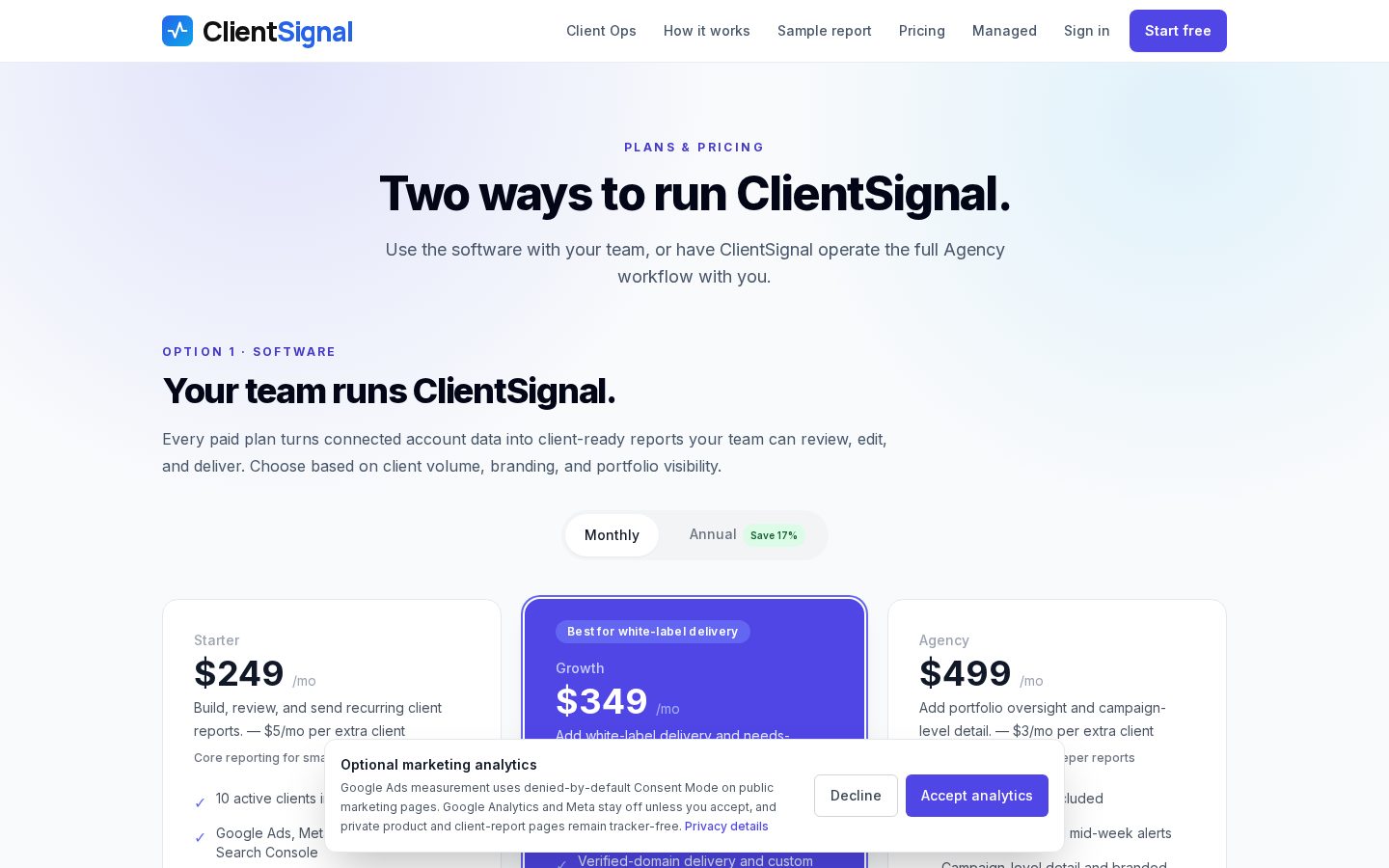 ClientSignal Pricing