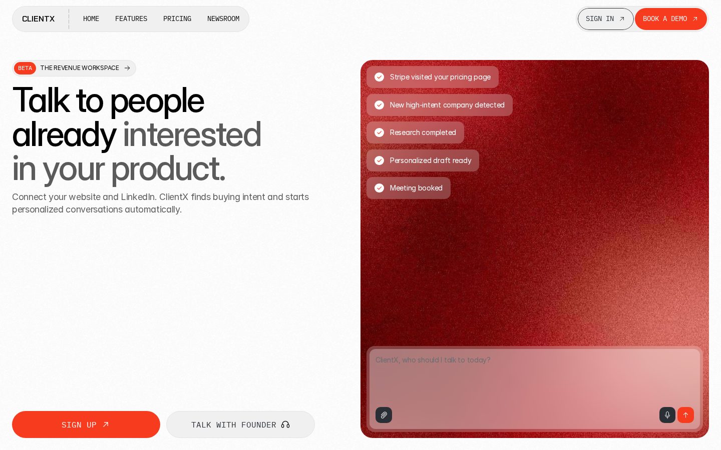 ClientX Homepage