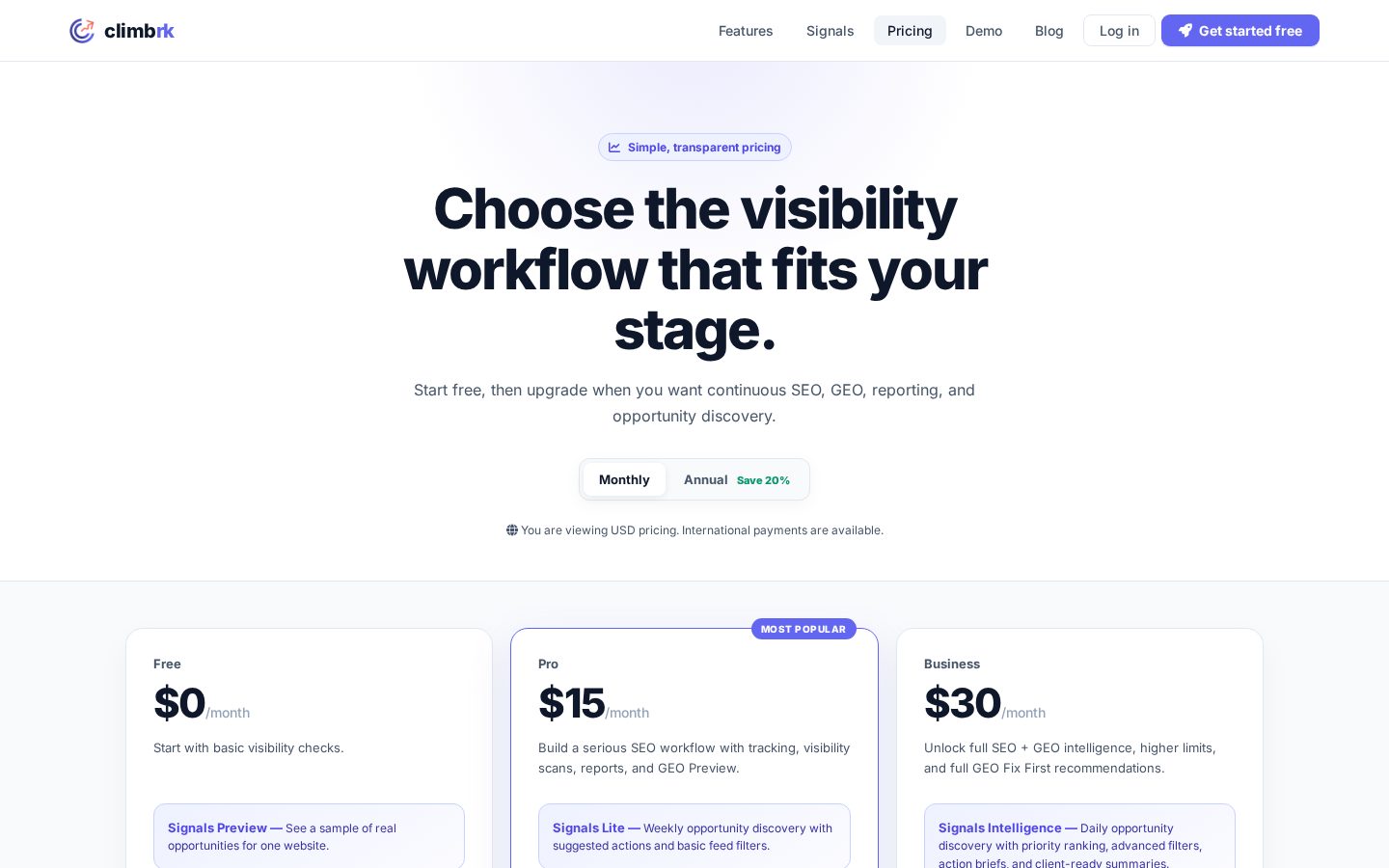 Climbrk Pricing