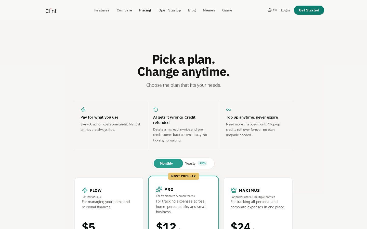 Clint Pricing