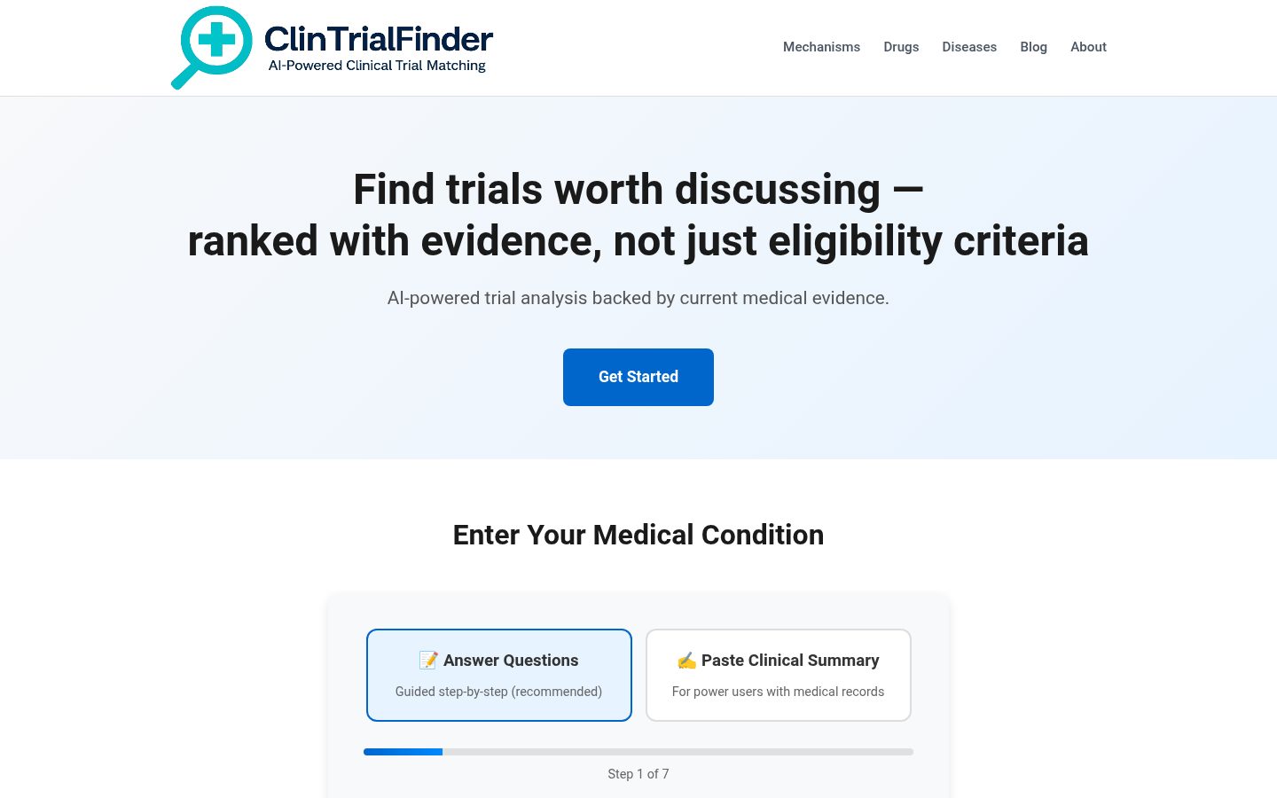 ClinTrialFinder Homepage