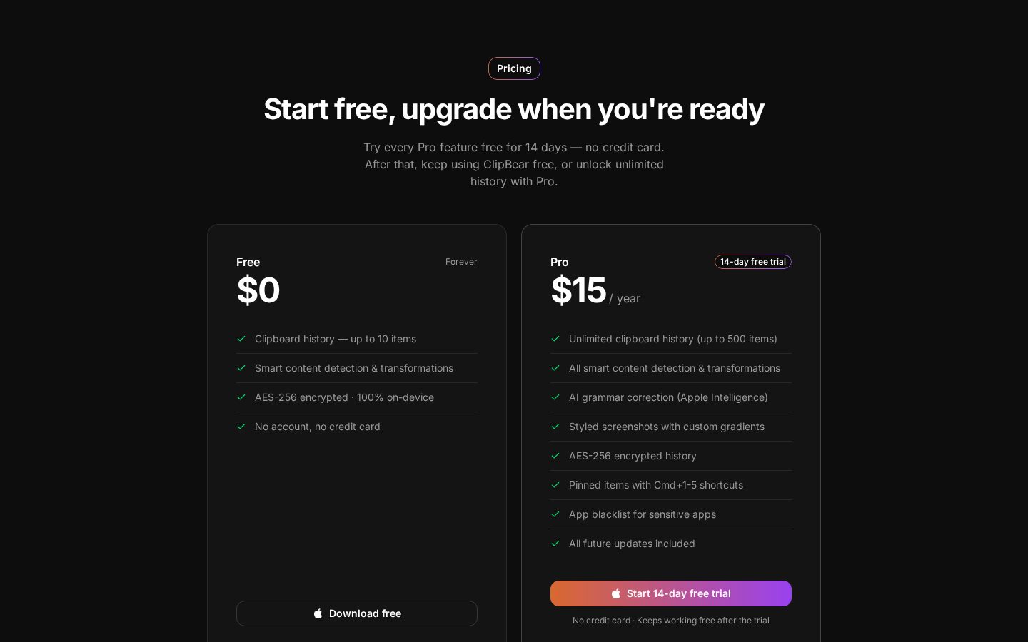 ClipBear Pricing