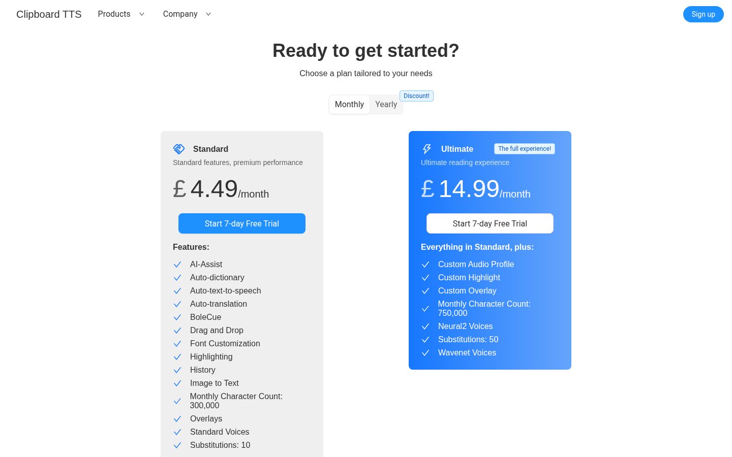 Clipboard TTS Pricing