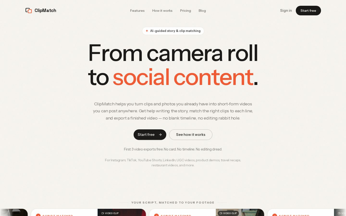 ClipMatch Homepage