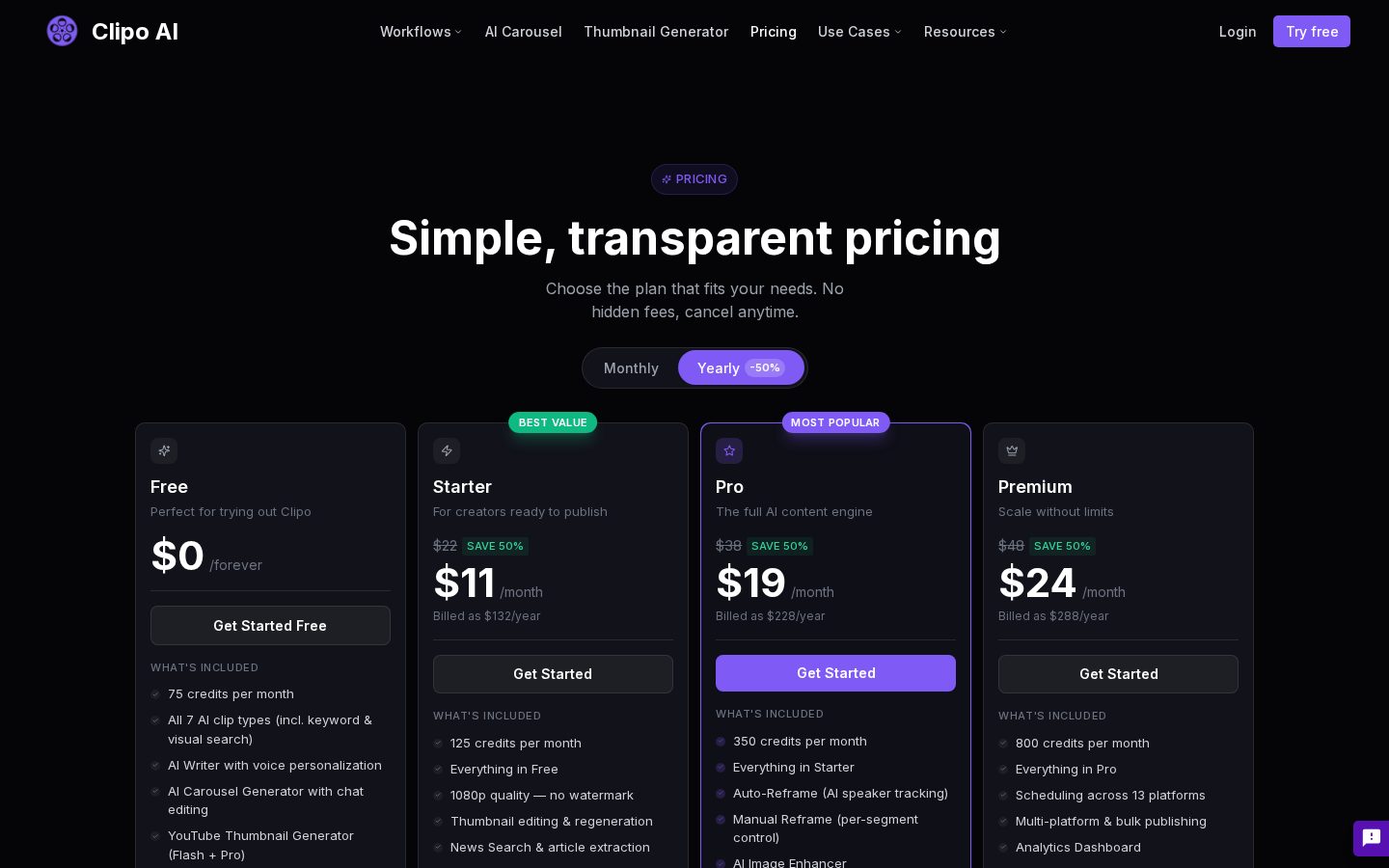 Clipo AI Pricing