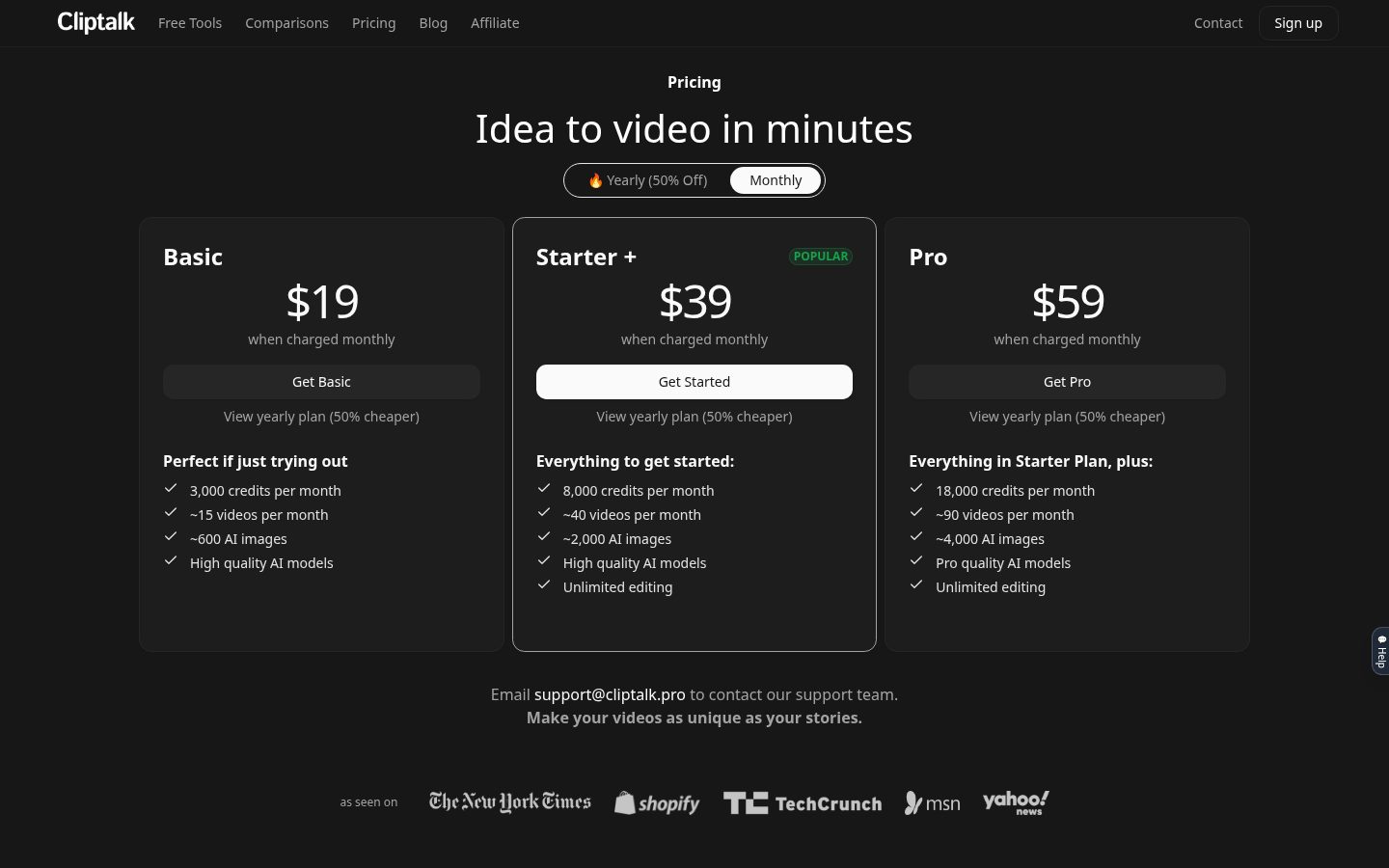 Cliptalk Pricing