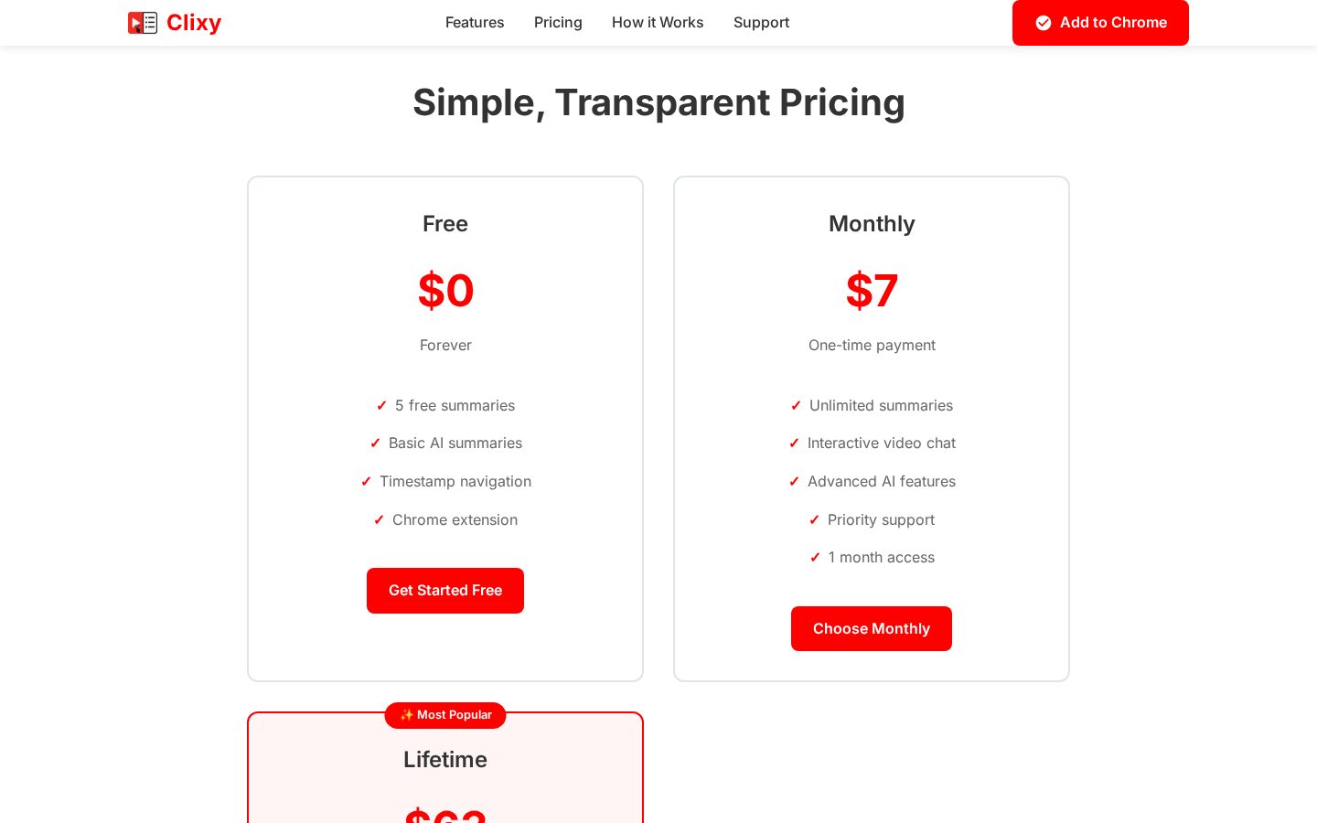 Clixy Pricing