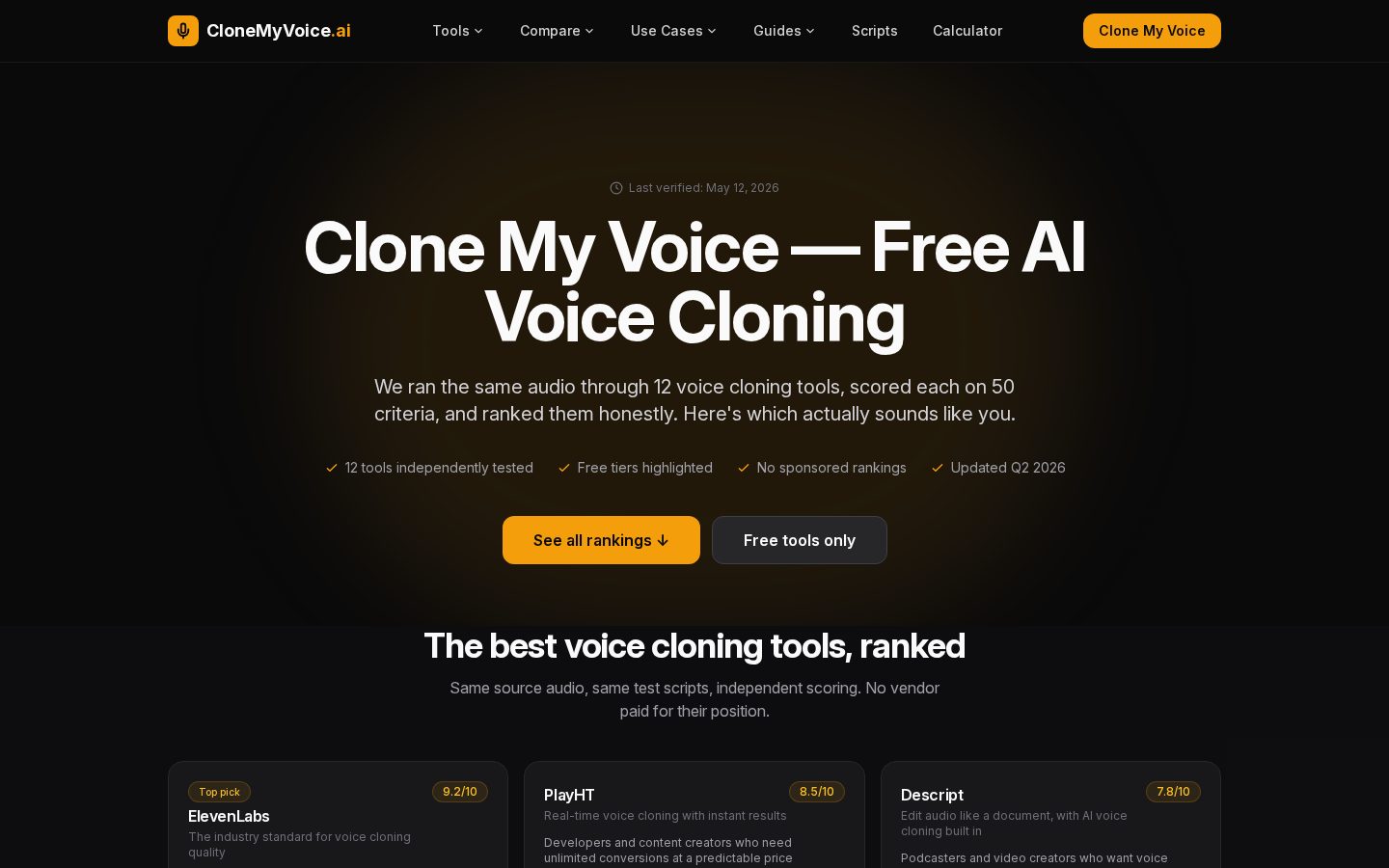 CloneMyVoice Homepage