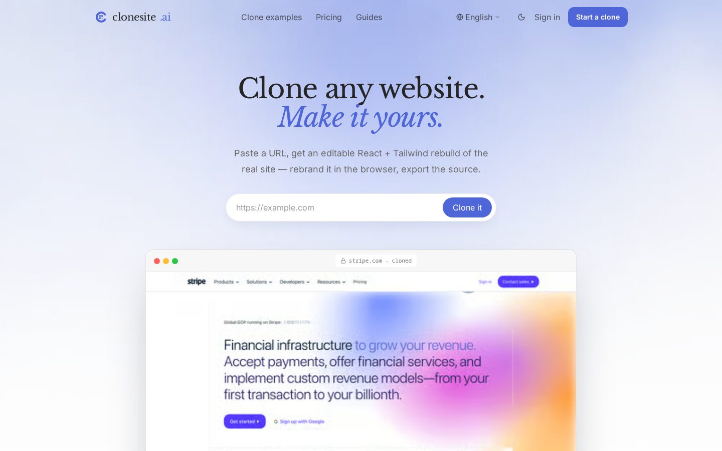 Clonesite AI Homepage