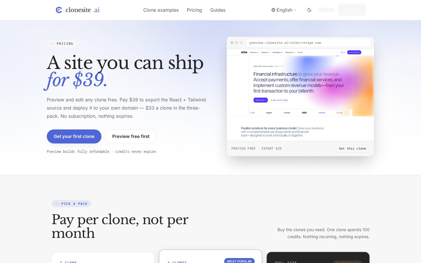 Clonesite AI Pricing