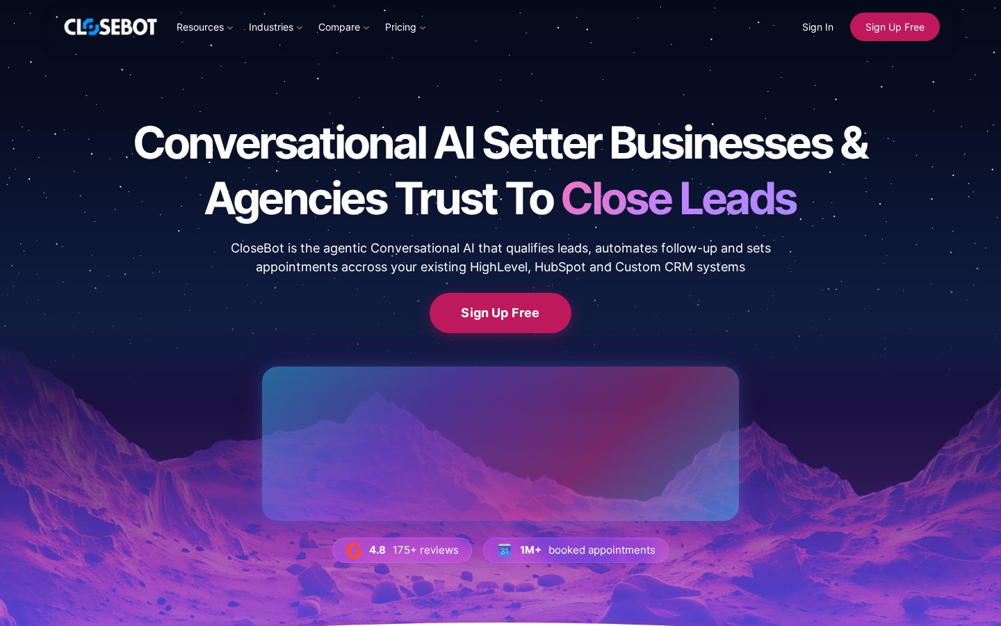 Closebot AI Homepage