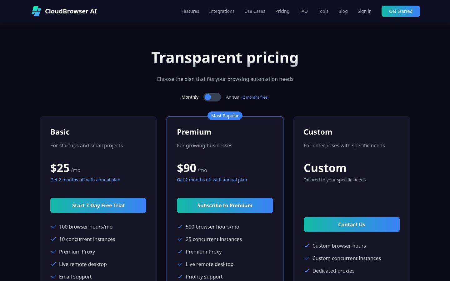 CloudBrowser AI Pricing