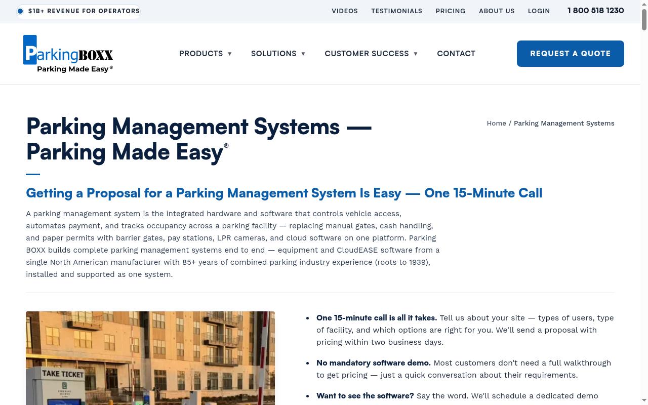 CloudEASE Parking Management Homepage