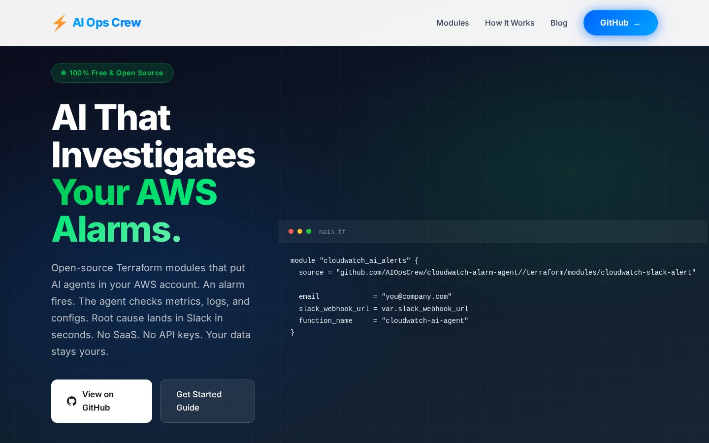 CloudWatch AI Alert Agent Homepage