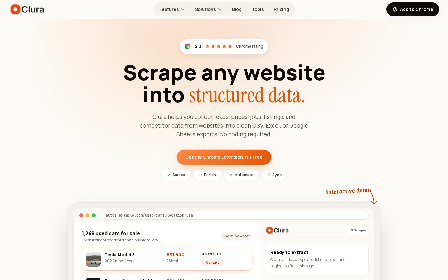 Clura AI Homepage